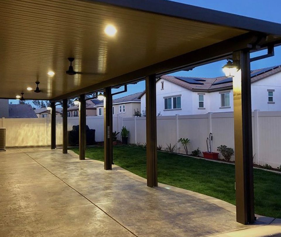 Custom lighting on a new patio cover