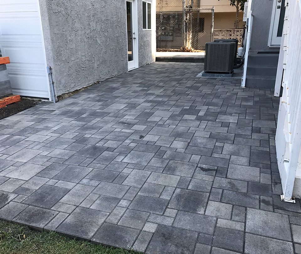 Multiple gray stone pavers