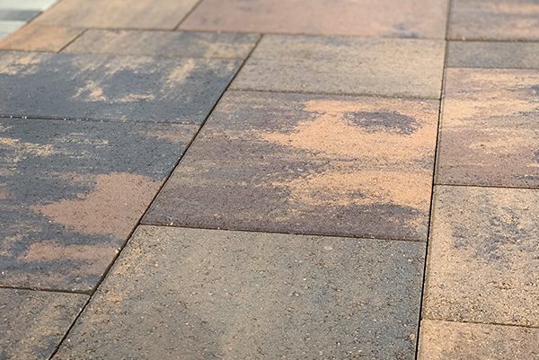 Closeup of brown stone pavers