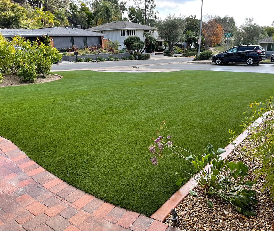 Brown walkway with Synthetic Turf