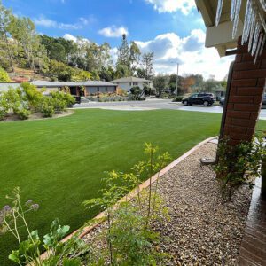Awesome Front Yard with Synthetic Turf, near a hill